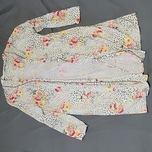 Johnny Was Multicolor Animal Print Floral Winery Sleep Robe With Pockets